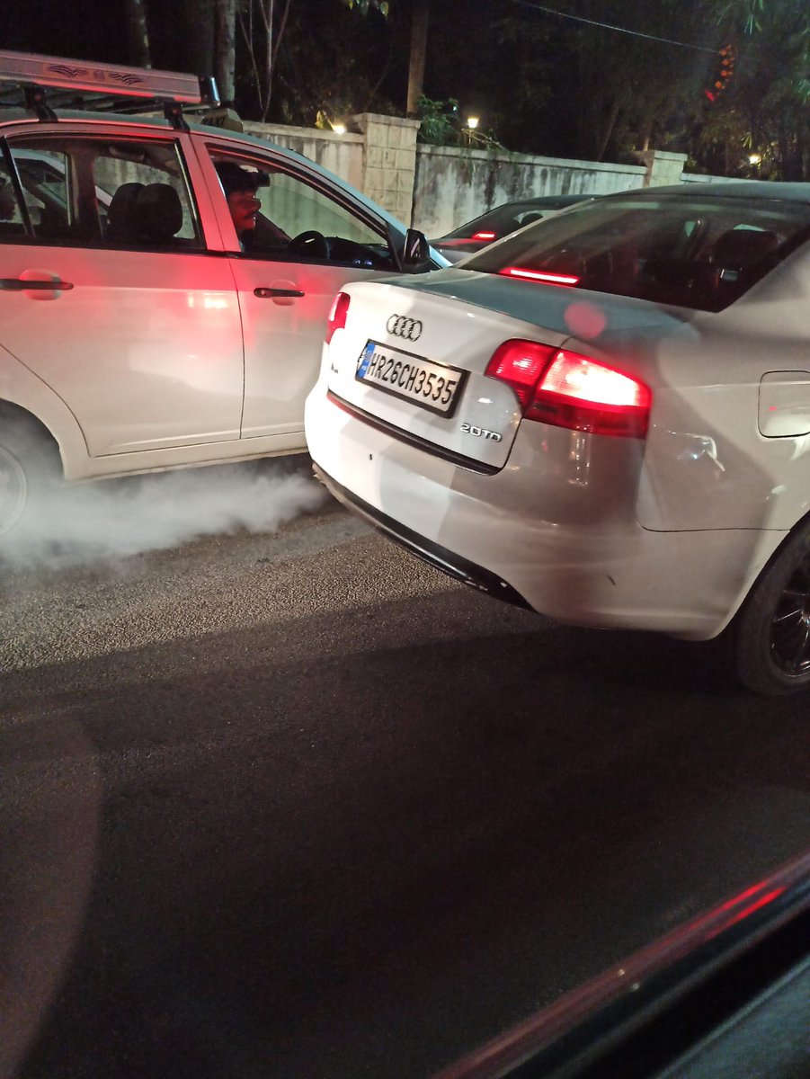 A surprising sight, Audi spilling out toxic smoke #Audi