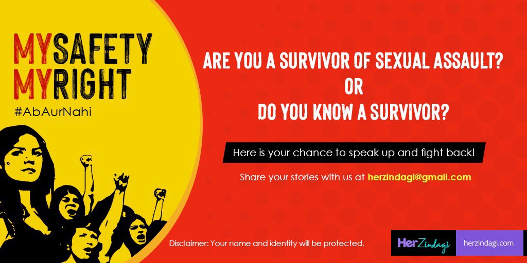 herzindagi's tweet photo. Know your rights, understand the laws and use them to fight sexual violence. Track @herzindagi ‘s indepth coverage on #MySafetyMyRight

Get the full coverage here : 
https://t.co/xiqycXD1zZ

#Sayfty4Survivors #AbAurNahi #WomenSafety https://t.co/738umW8zec