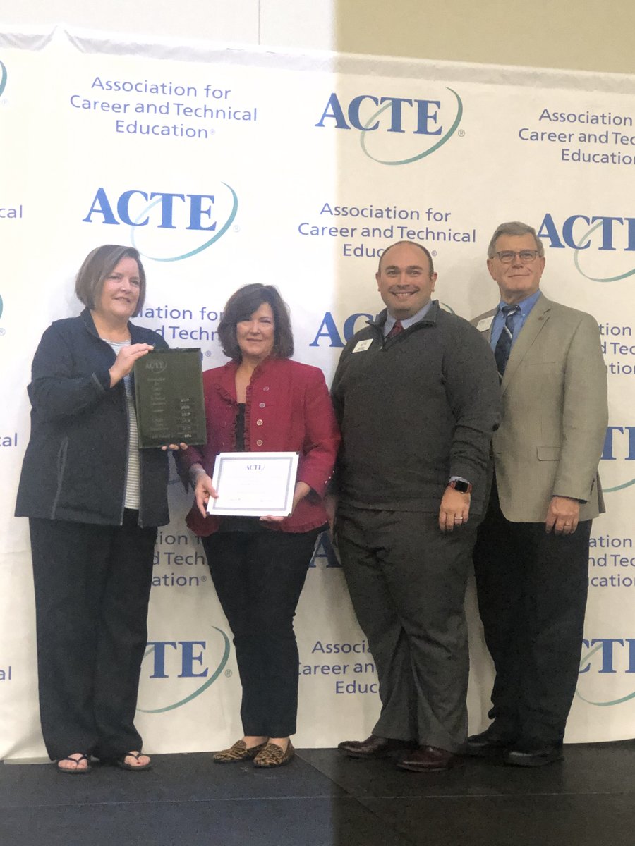 GACTE's tweet photo. Past-President Dustin Davis and Executive Director accepted the Quality Association Standard Award for GACTE at the ACTE State  breakfast this am. #visioncte2019 https://t.co/gapQMG4YTd