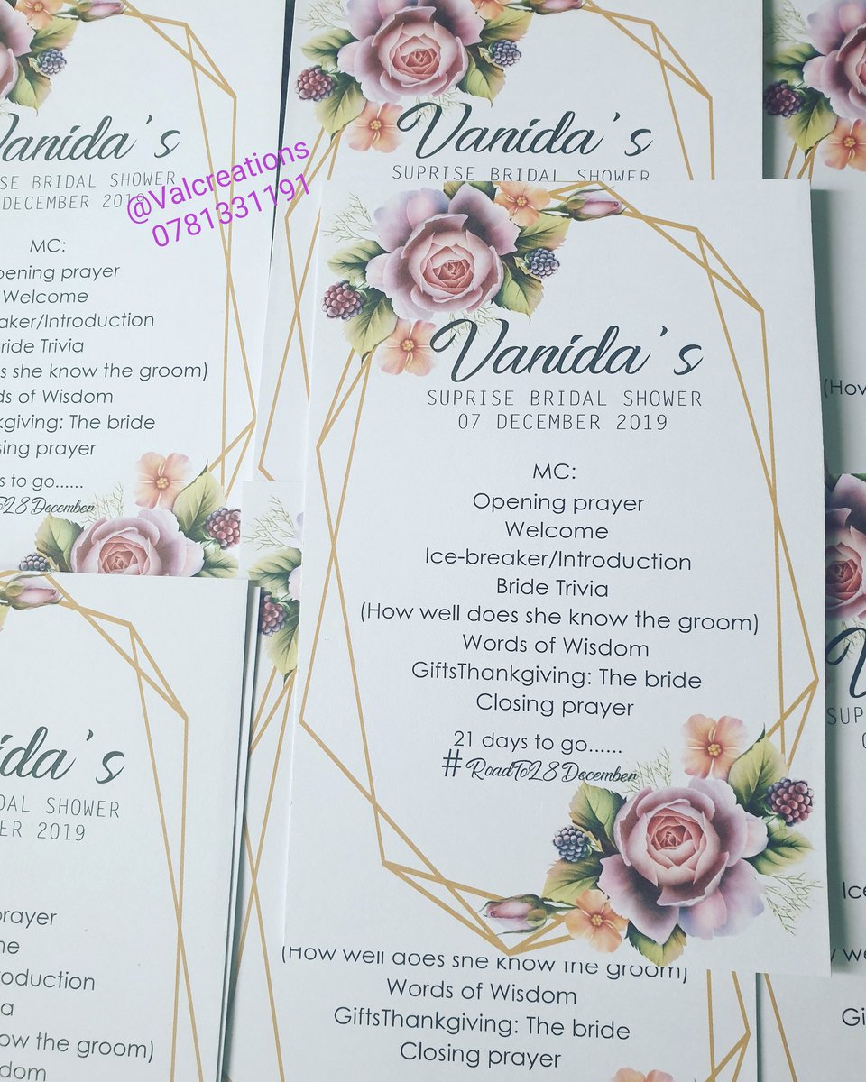 Valcreations1's tweet photo. Programs 0781331191 #weddingprograms #DJSBU #weddinginvitations #GirlTalkZA #TsongaDrive https://t.co/5uLfeEiUvl