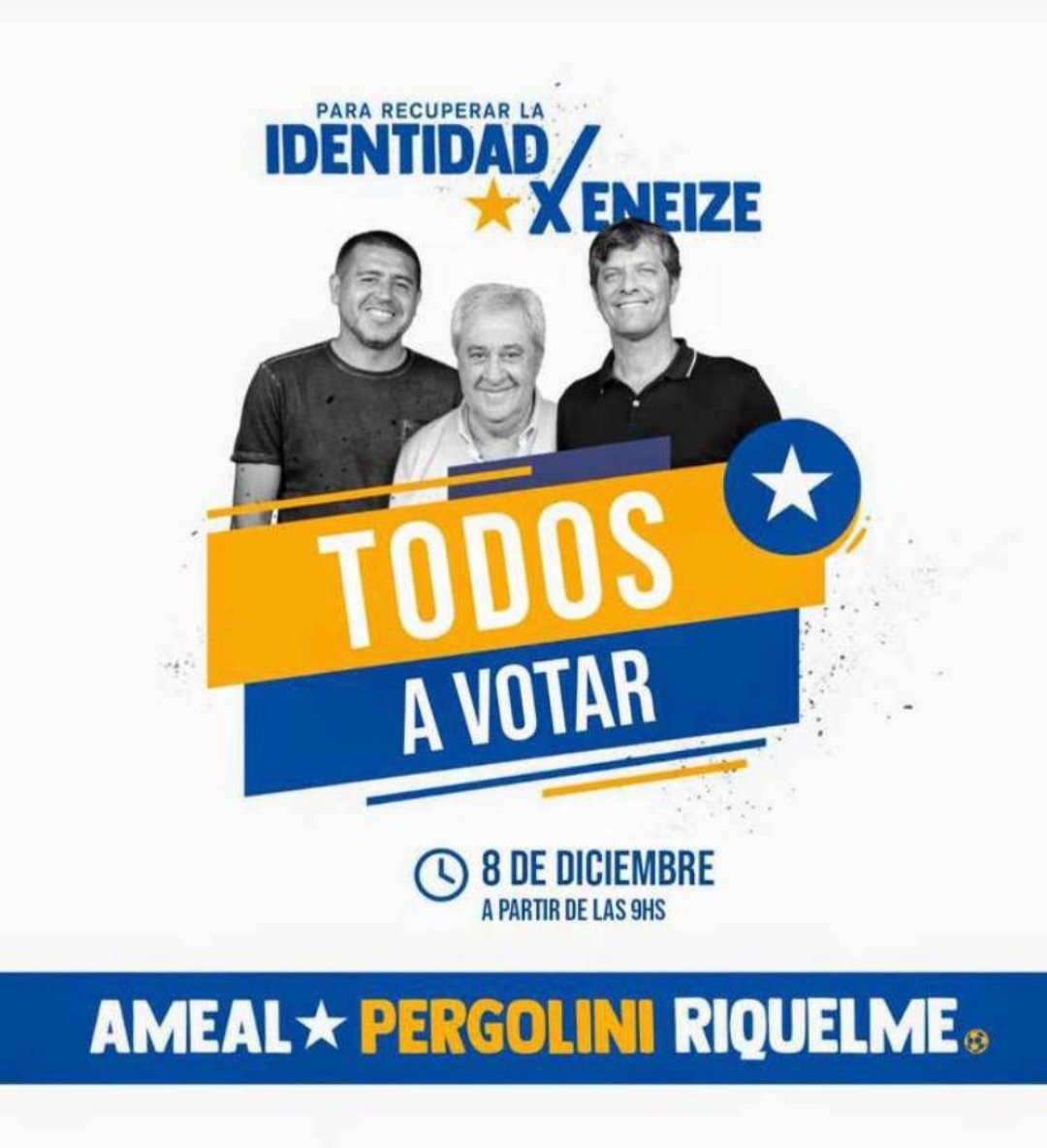 MBocaJrsQuerido's tweet photo. Mañana recuperamos la #IDENTIDADXENEIZE
Llegó el día de hacer historia...¡¡¡VENÍ A VOTAR!!!
#AmealPergoliniRiquelme
#VuelveRoman
#MBJQ
#LaTribunaAlClub 🇸🇪 https://t.co/xLrDNkKMiG