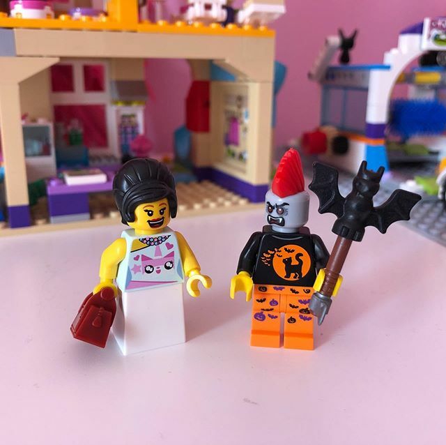 Stella and I did the make-your-own LEGO figure at the LEGO store recently. Luckily it’s pretty easy to tell whose is whose. #lego #legofigure #unikitty #legohalloween #halloween #zombie #mohawk