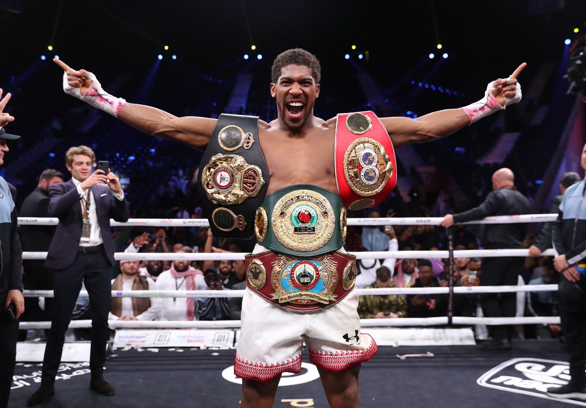 Count ‘em 🦁 

👑 IBF
👑 WBA
👑 WBO
👑 IBO

World Heavyweight Champ ✌️

#RuizJoshua2 #ClashOnTheDunes
