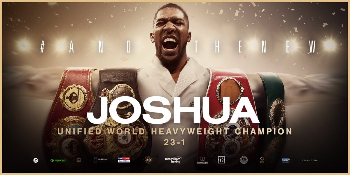 MatchroomBoxing's tweet photo. Scorecards: 118-110, 118-110, 119-109 to the winner, #AndTheNew Unified World Heavyweight Champion… @anthonyfjoshua!!! 

👑👑👑👑

TWO TIME!! ✌

The belts are coming home! 🇬🇧

#RuizJoshua2 #ClashOnTheDunes https://t.co/1Mg7wsaRAh