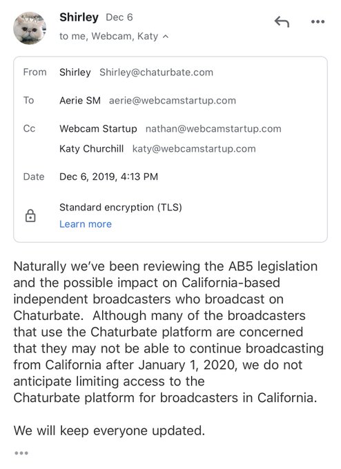 We have received a response from Shirley at @chaturbate that they will be continuing to allow broadcasters<a class="tags" href="/tag/chaturbate">@chaturbate</a><a href="/tag/wcsumemes"class="tags"><span>#wcsumemes</span></a>