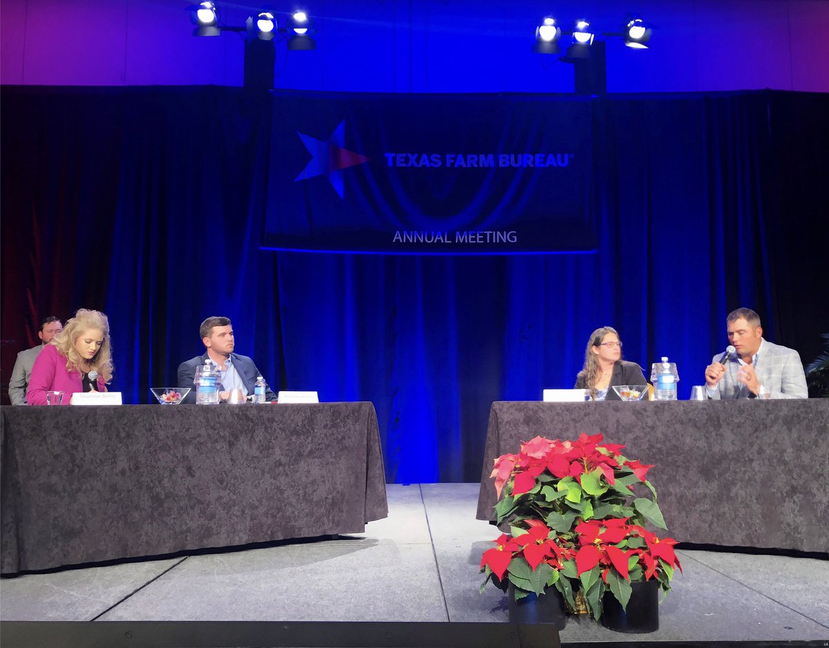 TexasFarmBureau's tweet photo. Young Farmer & Rancher Discussion Meet finals are underway!
They’re discussing how future food technologies & products can be beneficially integrated into modern ag production without hampering the success of traditional products & the farmers & ranchers who grow them #txfbmeets https://t.co/2KpJTjv0ME