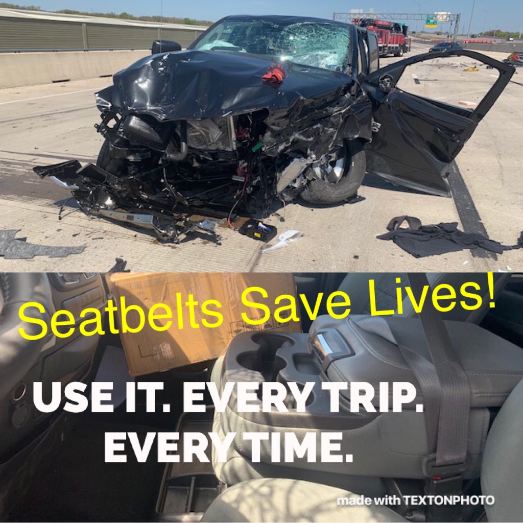PoliceCreek's tweet photo. Do you think the seatbelt worked? This driver was very lucky and only suffered broken bones, cuts and a concussion. Always wear your seatbelt! https://t.co/N6iGrDIupy