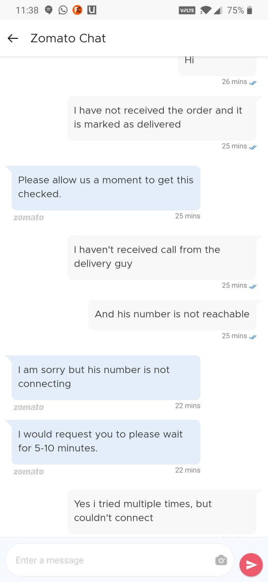 saurabhchb90's tweet image. @ZomatoIN @Zomato @zomatocare Please stop saying customer experience is of paramount importance for you.  . 
Order not delivered yet marked as delivered and you were simply helpless and can't even process the refund.
Order details in ss 

#shameonzomato 
#zerocustomersupport