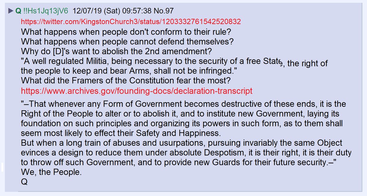 38) When citizens are unable to defend themselves, tyrannical leaders can enslave them.Democrat politicians want to take away our guns so they can enforce their will upon us.Do mass shootings provide a manufactured opportunity for them to argue their case?