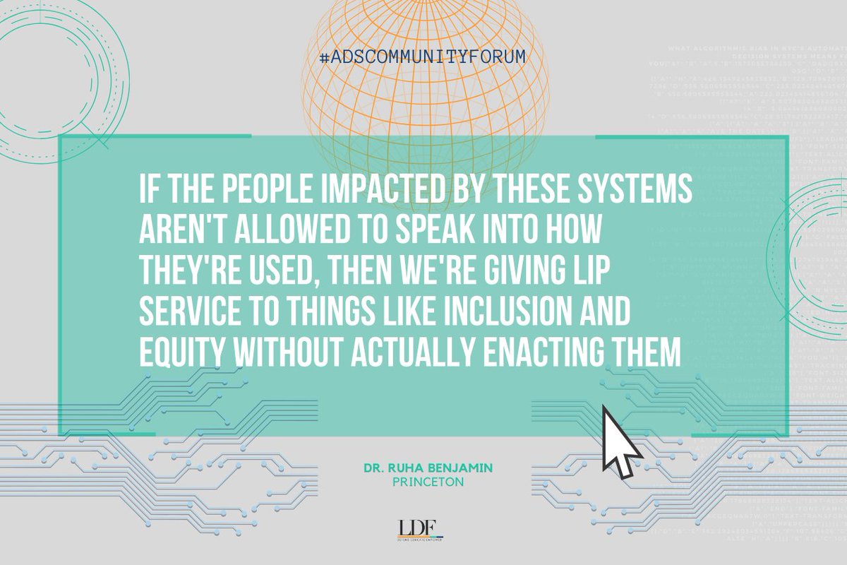 NAACP_LDF's tweet image. Transparency as it relates to when, where, and how these data systems are being used simply cannot be emphasized enough. @ruha9
#ADSCommunityForum #AlgorithmicBias
