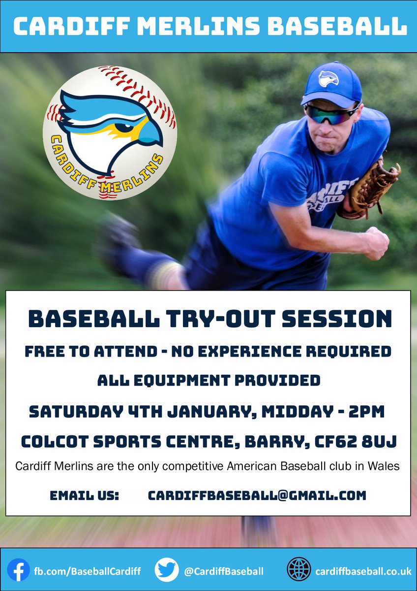 Live in South #Wales? 🏴󠁧󠁢󠁷󠁬󠁳󠁿
Want to try American #baseball? 🇺🇸⚾
Why not get in touch and come along to our FREE try-out session in the new year?
No experience required! All equipment provided.