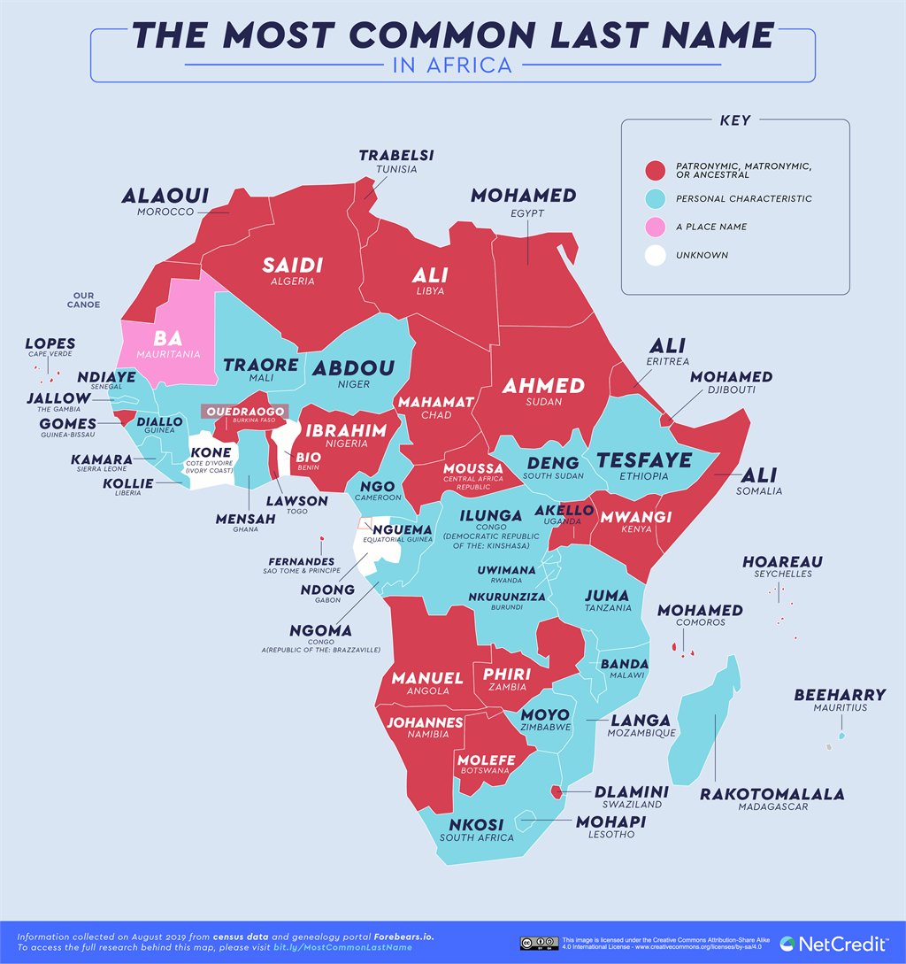 MAPPED: Most common last names for each country, SA's inclusion may not surprise you? | <a href="/Traveller24_SA/">Traveller24_SA</a> 

ow.ly/ool950xtkLW