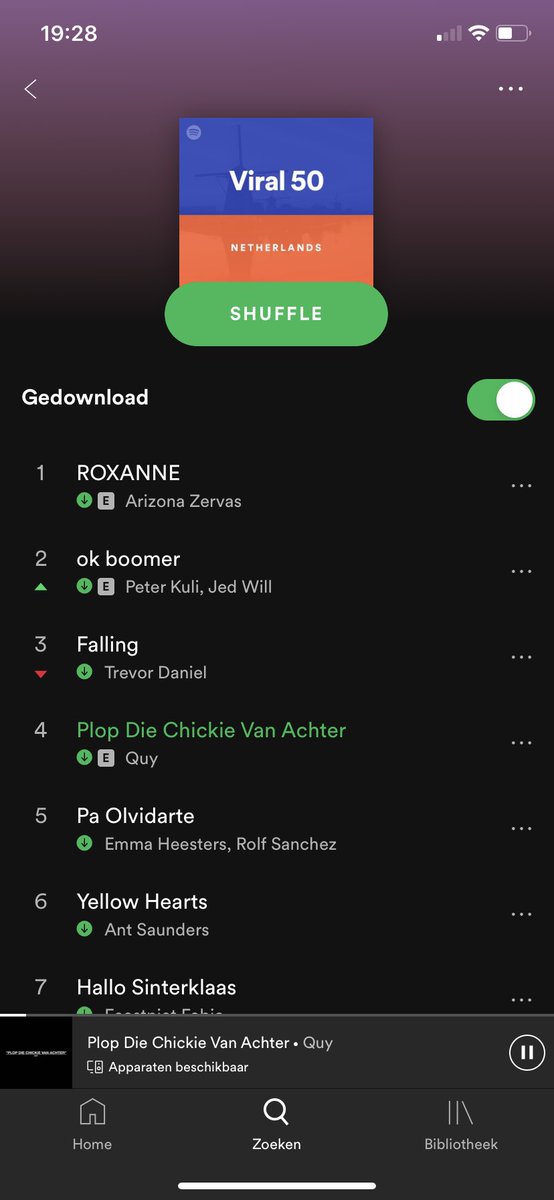 mrHarmsen's tweet photo. @Dalvoorde Nou, niet helemaal waar. Het “liedje” “plop die chickie van achter” staat al weken in de top 10 van Spotify “viral top 50 Nederland”. Vreselijk nummer btw. https://t.co/wDdnCrUNoM