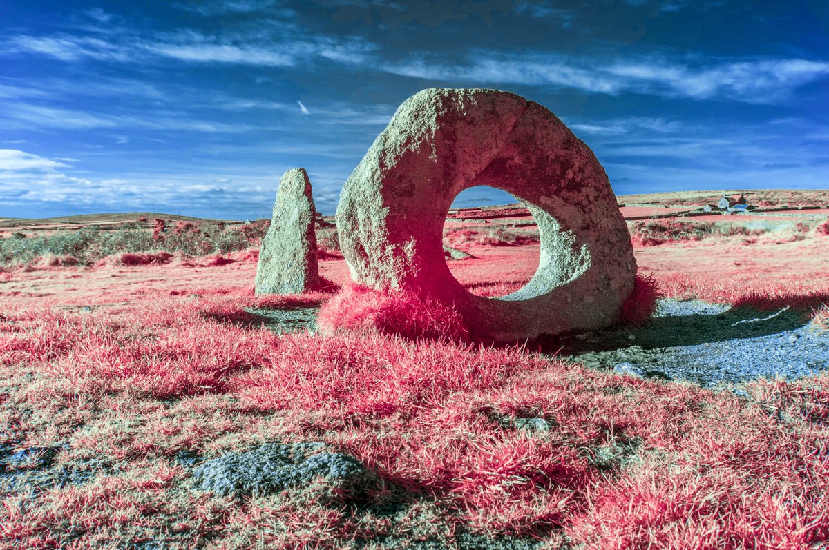 KernowChrome's tweet photo. The Men an Tol, ancient site, West Cornwall   #infrared #infraredphoto #infraredphotography #aerochrome #cornwall #ancientsite #menantol https://t.co/emtoAG3sv4
