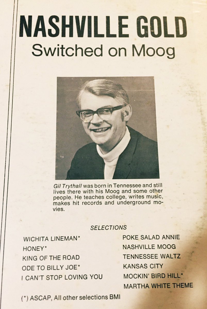 This may perhaps be the greatest musicians’ bio ever written.  Spotted on the back cover of Nashville Gold - Switched On Moog featuring Gil Trythall. #moog #nashville
