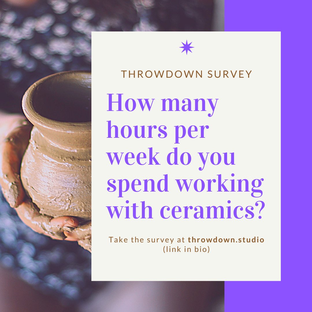 StudioThrowdown's tweet image. How many hours per week do you work with ceramics? Join hundreds of other ceramicists and tell us at Throwdown.studio!  #ceramics #timespent #studiotime #ceramique #clay #pottery #potter