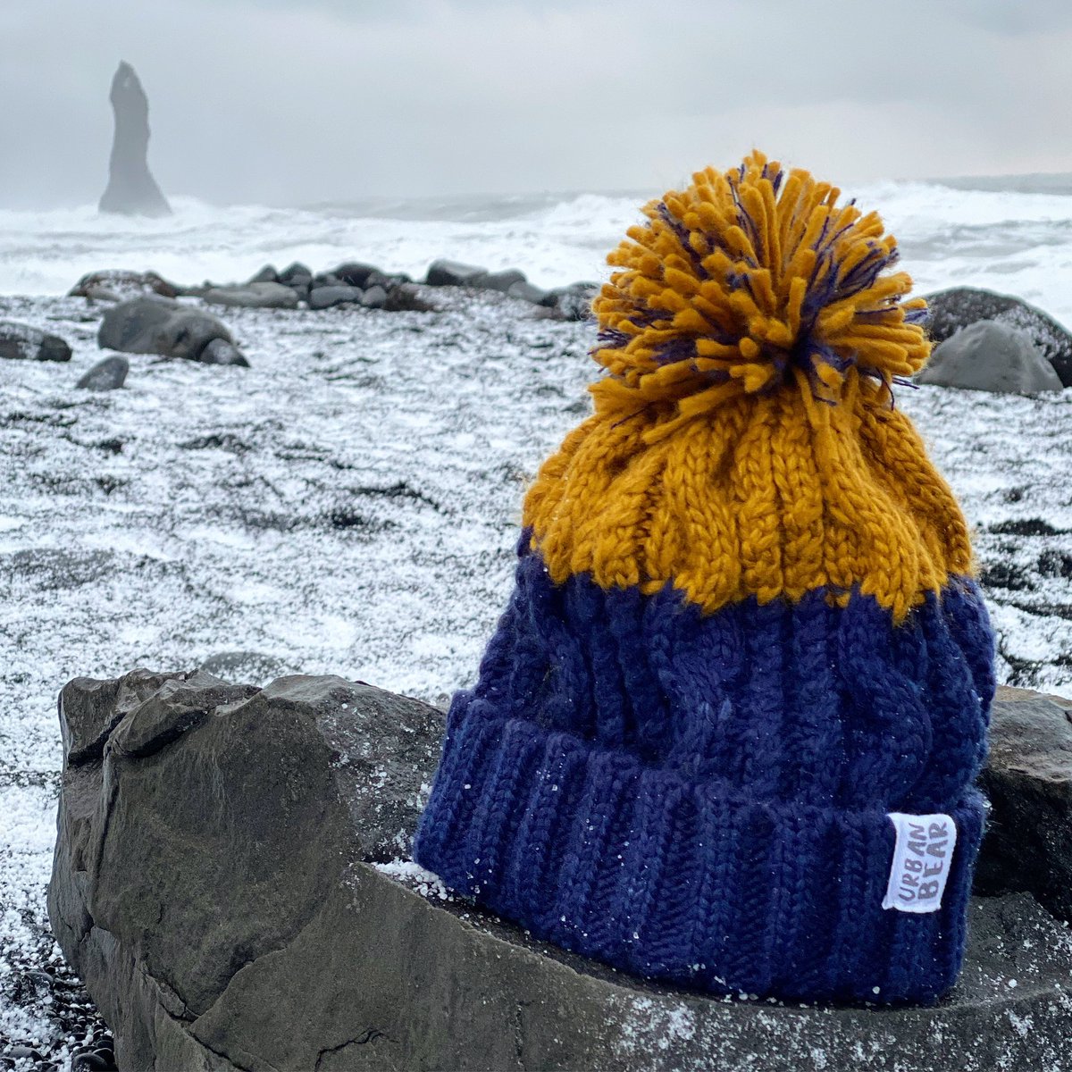 Mustard and navy alpine beanie is becoming a contender for best selling hat this winter 🥶🔥 get yours from our Etsy shop, just under 2 weeks left to order £16 &amp; free UK posting 🇬🇧 
.
.
#beanie #hats #beaniehat #bobblehat #christmasgift  #giftidea #winterhat #secretsanta