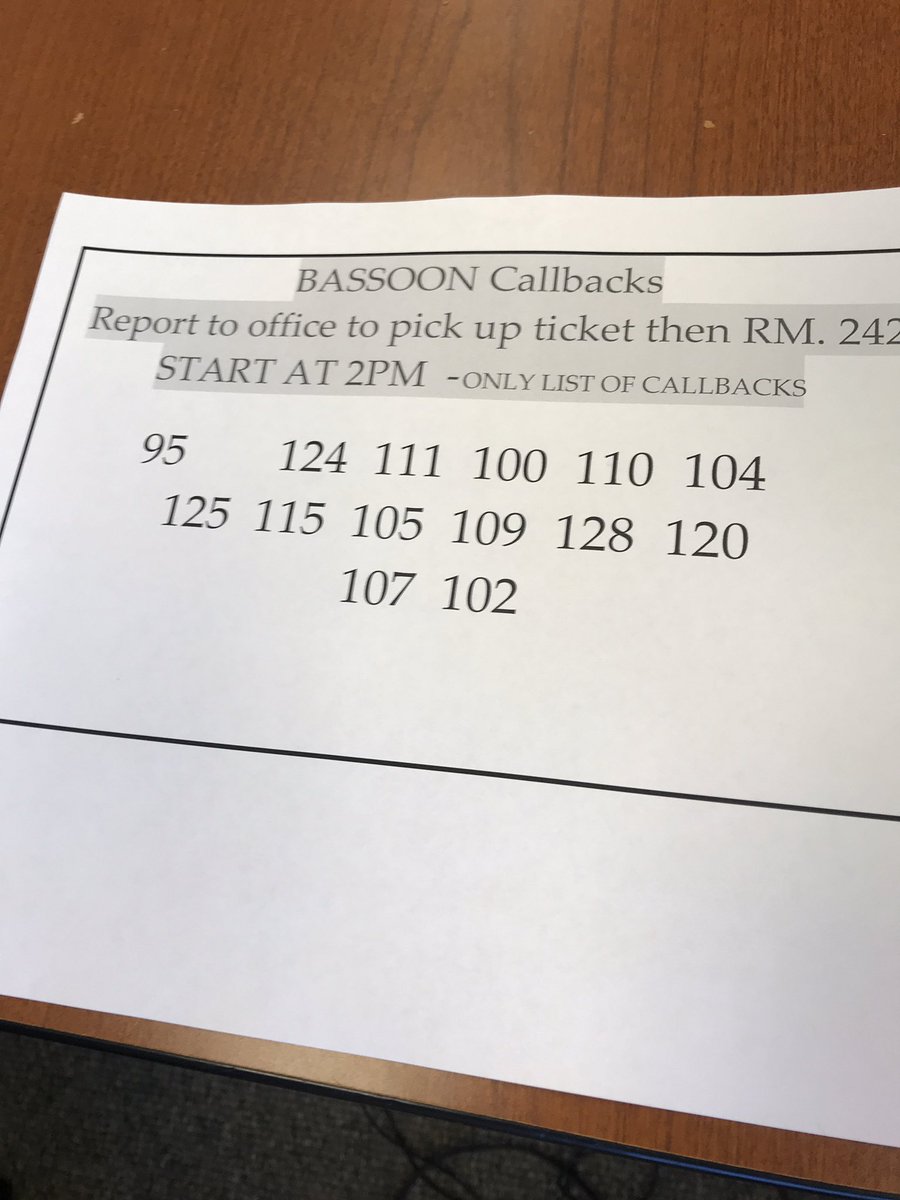 MoBandmasters's tweet photo. Bassoon callbacks. #MoASB2020 https://t.co/JgfzVTdfyY