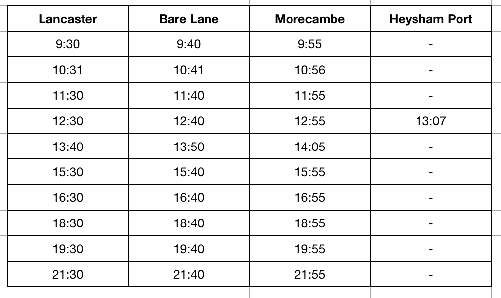 TheBenthamLine's tweet photo. * RAIL REPLACEMENT: 8/12/19 *
Rail replacement will operate between #Lancaster, #BareLane, #Morecambe and #HeyshamPort tomorrow. Times in images below. As always it's advisable to check online at https://t.co/Hvb7Qo0pYY https://t.co/Kg0ty5gvMX
