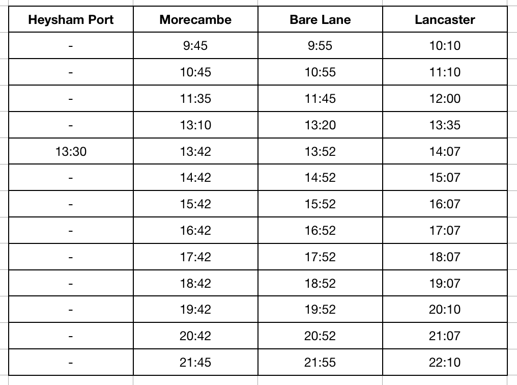 TheBenthamLine's tweet photo. * RAIL REPLACEMENT: 8/12/19 *
Rail replacement will operate between #Lancaster, #BareLane, #Morecambe and #HeyshamPort tomorrow. Times in images below. As always it's advisable to check online at https://t.co/Hvb7Qo0pYY https://t.co/Kg0ty5gvMX