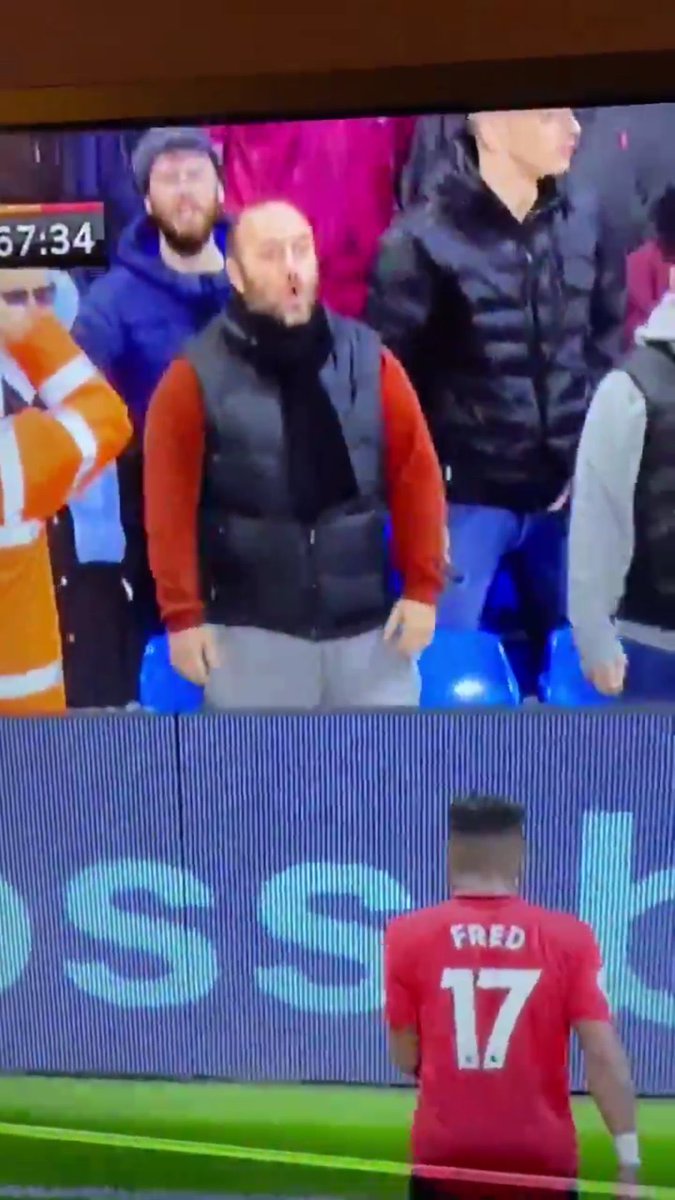 TaylorTwellman's tweet photo. According to @NBCSports this fan was caught on camera with what looked like racial action towards Fred....and yet we are being told there is NO issue in 🏴󠁧󠁢󠁥󠁮󠁧󠁿. https://t.co/OTw1Xg1sNi
