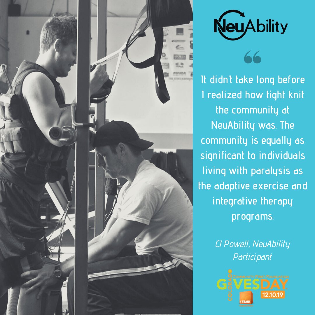 Community. A vital part of a quality life and long-term wellness. Be part of helping to cultivate that community. #GiveWhereYouLive on #COGivesDay: 12.10.19. coloradogives.org/neuability
#GiveBack #SCI #SpinalCordInjury #adaptivefitness #adaptiveexercise #community #paralysis