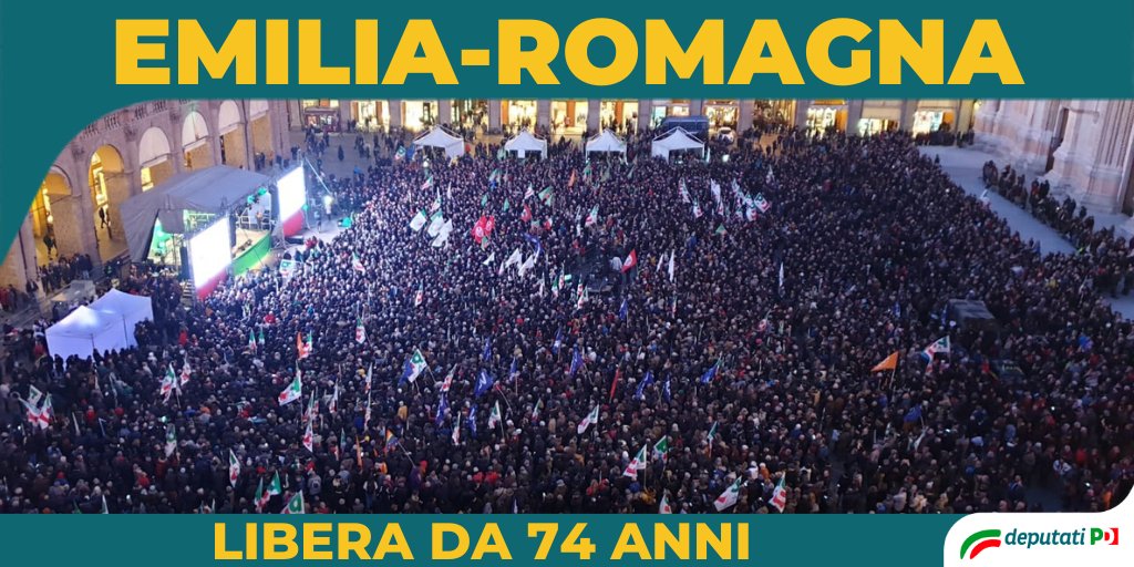 10 mila persone in #piazzamaggiore a #Bologna. 10 mila cittadini che hanno ricordato alla destra che l'#EmiliaRomagna è terra di #libertà e i suoi valori nascono dalla #Resistenza. 
Evviva la bella #EmiliaRomagna: democratica, solidale e #antifascista.

#emiliaromagnaèlibera