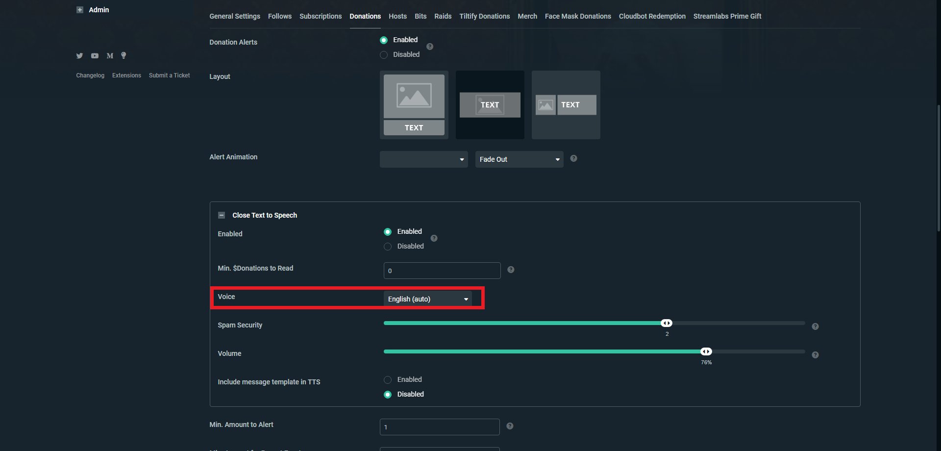 Streamlabs There Are Over 50 Different Voices To Choose From When You Enable Text To Speech For Donations Just Head To Your Alert Box Settings Click Donations Pick A