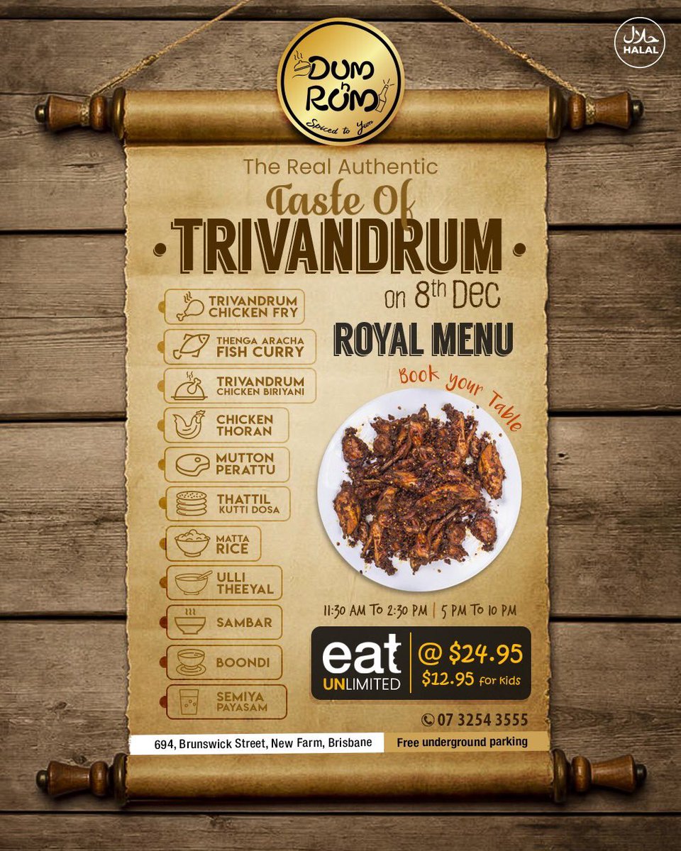 scorpiosaurus's tweet image. My good buddy @nishanthrs has #Trivandrum special menu in his Restaurant here in #Brisbane. Check out the menu. It&apos;s actually the first time I&apos;m seeing a menu with exclusive food items from Trivandrum 
@ShashiTharoor @TrivandrumIndia