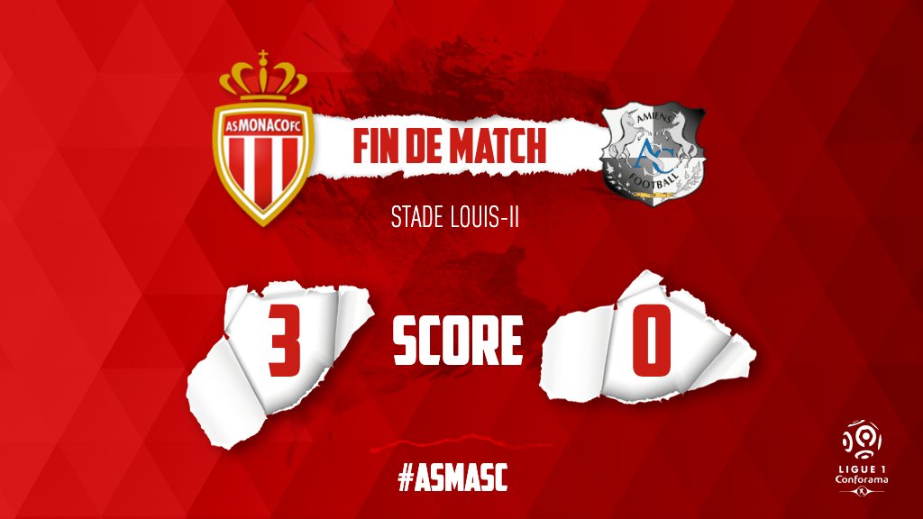 AS_Monaco's tweet photo. 🔚 Victoire ✔️ &amp; semaine à 6⃣ points ✔️ pour les 🔴⚪️👌

⚽️ Ben Yedder (62')
⚽️ Maripan (66')
⚽️ Keita Balde (69')
 
3⃣-0⃣ #ASMASC https://t.co/IAb0pdW655