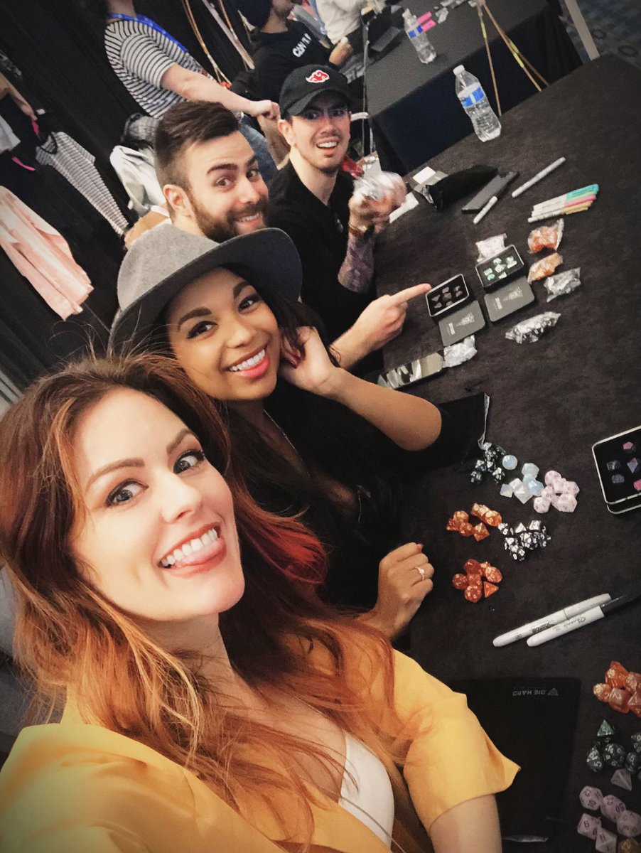 Thanks so much <a href="/dieharddice/">Die Hard Dice</a> &amp; <a href="/CrystalSully/">🔥 Crystal Sully 🔥</a> for the gift of new dice and scrolls to go with our new characters for #DnDPresents! Serious Christmas morning feels.