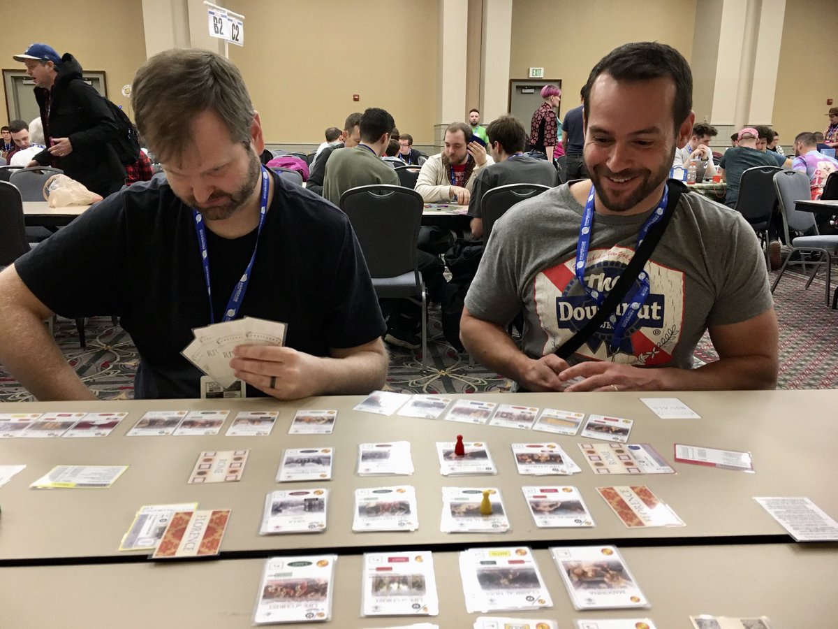 CardboardProf's tweet image. The process of playtesting and iteration can sometimes feel endless, but there is no substitute for the satisfaction of watching people have fun playing something you’ve created. Tremendously grateful to all the fantastic playtesters at #PAXUnplugged !