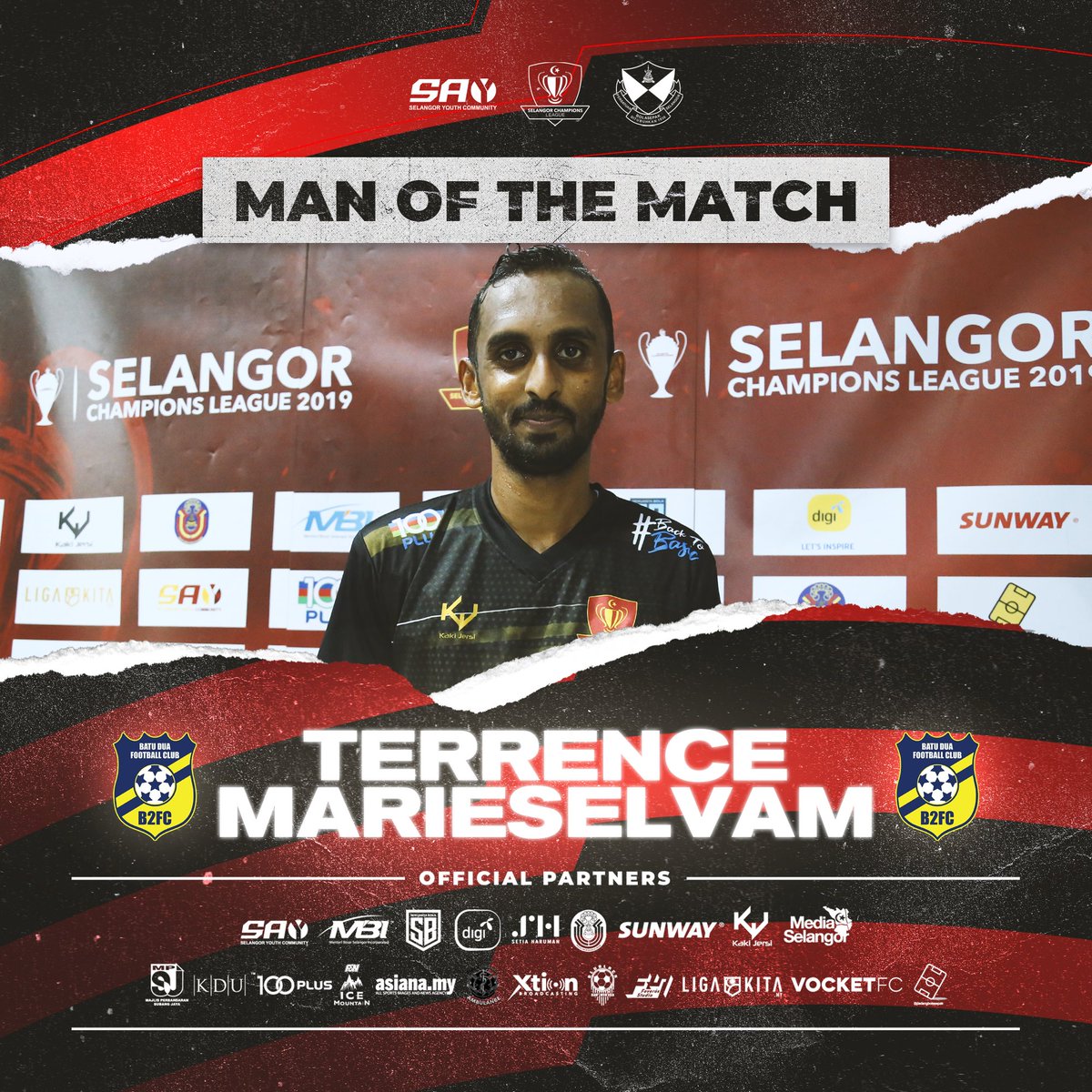 FASelangorMY's tweet photo. #SCL2019 Semi Finals!
FT: MBSA FC 0-1 @batuduafc
K. Selangor Batu Dua FC advance to the finals of Selangor Champions League 2019!
M. Terrence is voted MOTM once again!
#MBSAvsB2FC
#LigaUntukJuara
#EarnedNotGiven
#FootballSelangor
#RoadToShahAlamStadium https://t.co/otrIcbfxIN