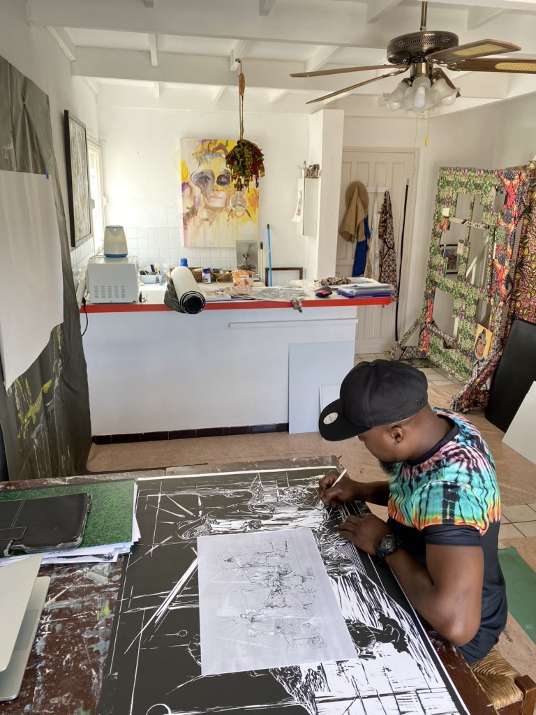 AdeAdesinaink's tweet photo. Back to reality. #blanksheet #residency #stmartin #caribbean #collaboration @p.nkpbbb #adeadesina #headmadefactory #reserch #development #studio https://t.co/5EIDMpOuz1