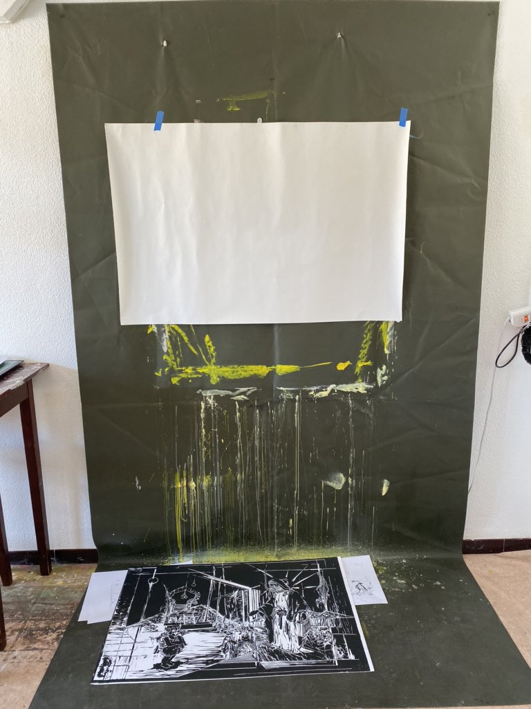 AdeAdesinaink's tweet photo. Back to reality. #blanksheet #residency #stmartin #caribbean #collaboration @p.nkpbbb #adeadesina #headmadefactory #reserch #development #studio https://t.co/5EIDMpOuz1