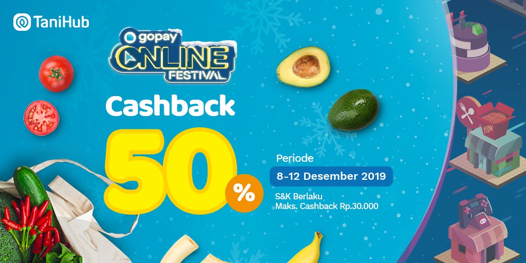 TaniHubID's tweet photo. Gopay Online Festival Kembali Lagi!🔥
Belanja di TaniHub pakai Gopay dapat cashback 50%.
Jangan sampe di🍇in! https://t.co/HCvpSjg3QW