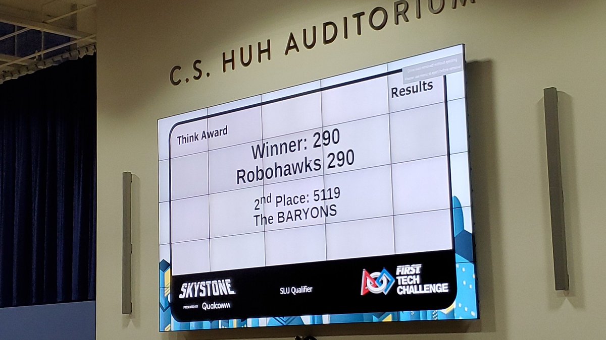 Rockwood Robotics (@rsdrobotics) on Twitter photo <a href="/5119Baryons/">The Baryons</a> received 2nd place Think Award at the <a href="/FTCMO/">FIRST Tech Challenge - MO/KS</a> SLU Qualifier! #rsdbots #skystone #graciousprofessionalism <a href="/5119Baryons/">The Baryons</a> received 2nd place Think Award at the <a href="/FTCMO/">FIRST Tech Challenge - MO/KS</a> SLU Qualifier! #rsdbots #skystone #graciousprofessionalism