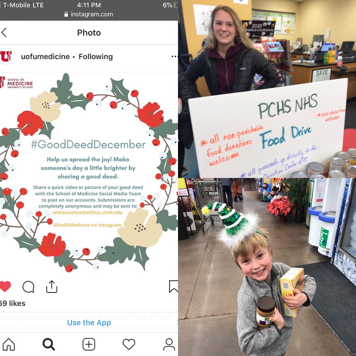 ColletteWixCall's tweet photo. Today I had a little elf helping me with #GoodDeedDecember. Thanks to the awesome med students for the inspiration @UofUMedicine @ParkCityHS @PCHSMiners
#ChristianCenterParkCity
#Fooddrive
#PayItForward https://t.co/okmCemFlNb