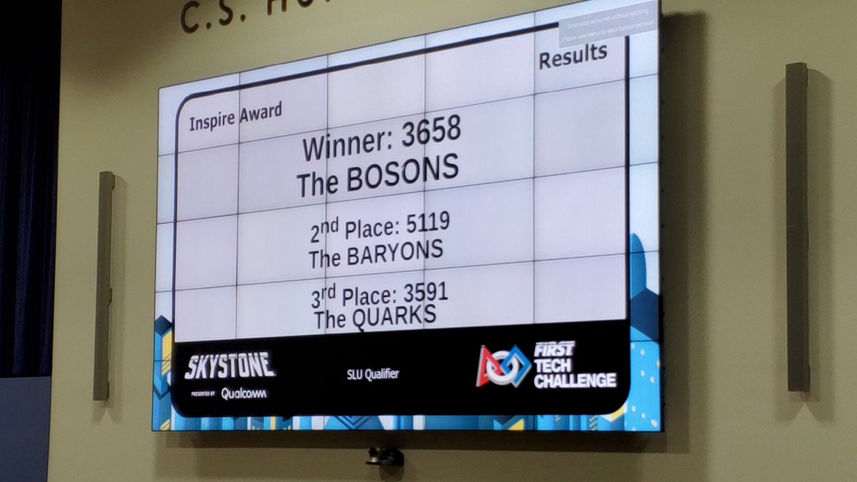 Rockwood Robotics (@rsdrobotics) on Twitter photo <a href="/Boson_3658/">Bosons 3658</a> <a href="/5119Baryons/">The Baryons</a> <a href="/QuarksRobotics/">The Quarks 3591</a> all placed for Inspire Award at <a href="/FTCMO/">FIRST Tech Challenge - MO/KS</a> SLU Qualifier! #rsdbots #skystone #graciousprofessionalism <a href="/Boson_3658/">Bosons 3658</a> <a href="/5119Baryons/">The Baryons</a> <a href="/QuarksRobotics/">The Quarks 3591</a> all placed for Inspire Award at <a href="/FTCMO/">FIRST Tech Challenge - MO/KS</a> SLU Qualifier! #rsdbots #skystone #graciousprofessionalism