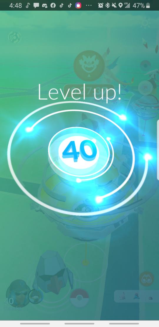 TMeeka25's tweet image. I Finally hit Level 40 today! After doing a ralts raid after work! #level40 #PokemonGO  #Levelup