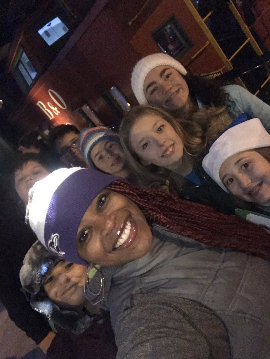 SharonD_Lilly's tweet photo. Mrs. Howard and @MtAiryMiddle chorus students sand at the Mt. Airy tree lighting! Waiting for the parade to start! https://t.co/PJ0F8skcmG
