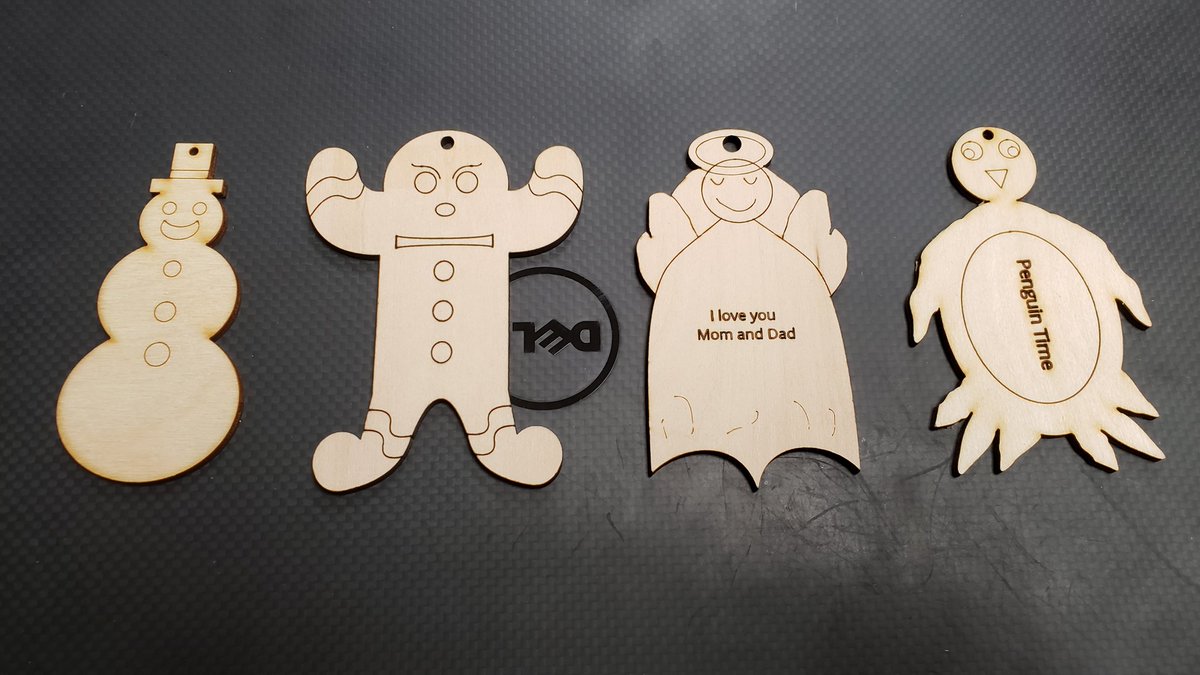Mythbadger's tweet photo. The Truman #TSAteam has been hard at work designing #LaserCutOrnaments as a fundraiser. $1 for a small, $2 for a large, an extra $0.50 to add a message. Students can begin placing orders for these #UniqueGifts Monday morning. Orders will be taken every morning next week. https://t.co/Az7K6kpnYA