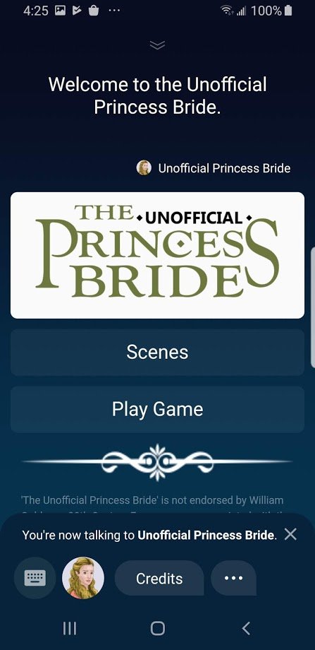 marktucker's tweet photo. My most recent Bixby capsule has just been published: The Unofficial Princess Bride. It's a family favorite & is now available in Movies & TV.
#bixby #BixbyPremierDev @samsung_dev #AsYouWish #Inconceivable https://t.co/Wd8PvefrWz
