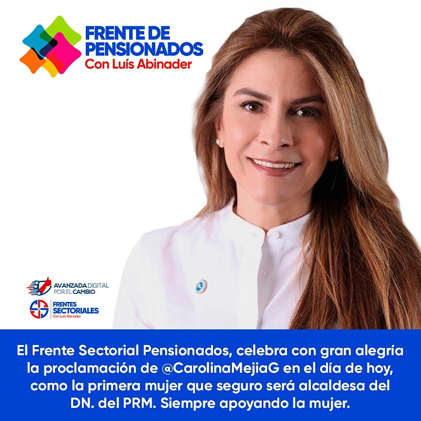 MartaLu60008744's tweet photo. #CarolinaAlcaldesaDN
#LuisAbinaderPresidente Con Alegría y entusiasmo celebramos la proclamación de Carolina Mejia como nuestra próxima y segura alcaldesa del Distrito Nacional.
#AvanzaDadigital
#PensionadodConLuis https://t.co/5pk4oEcDcZ