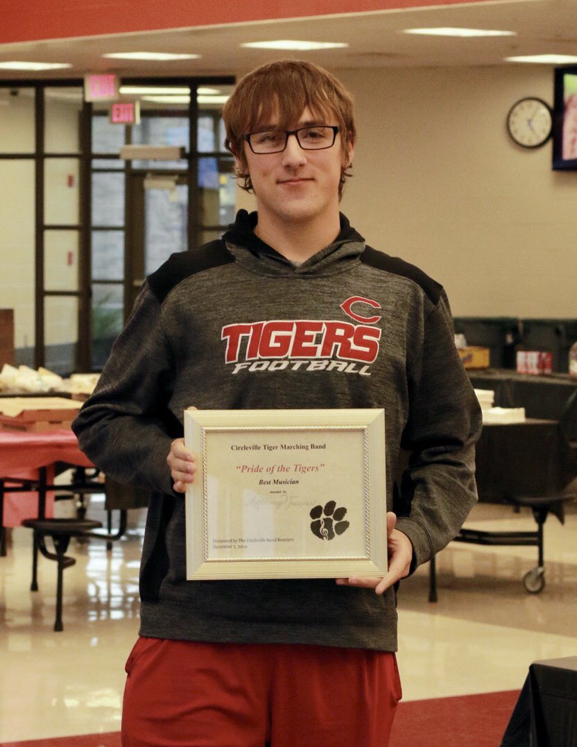 CVBand_Boosters's tweet photo. Our first Band Family Celebration was a huge success! Pride of the Tigers Award Winners: Best Musician-Anthony Fauver; Best Visual Performer-Ryan Jenkins; Most Improved-Alexa Gibson; and Best Leader-Chloe Betts. #chsband2019 #becominghuman #circlevillehighschool https://t.co/a7Sf4dkOq2