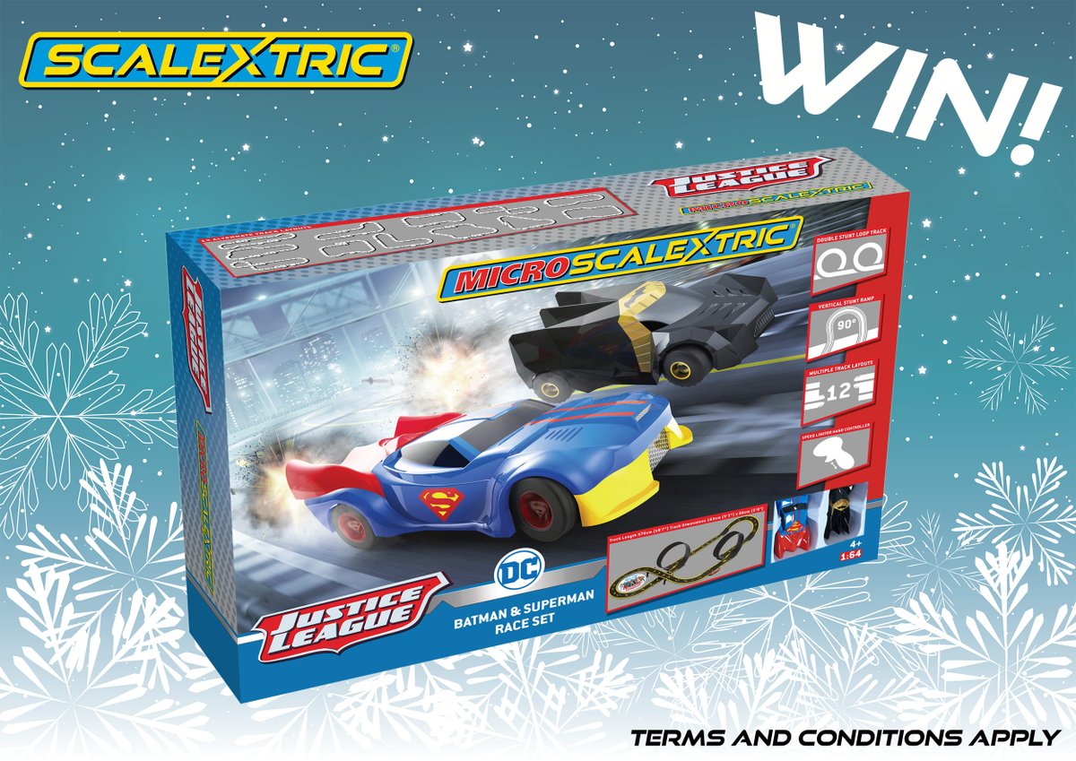 FOLLOW &amp; RETWEET for your chance to WIN a Micro Scalextric Justice League Set (G1143M)! This competition will be closing at 11.59pm on Sunday 15th December and we’ll be picking a winner at random shortly after – good luck!