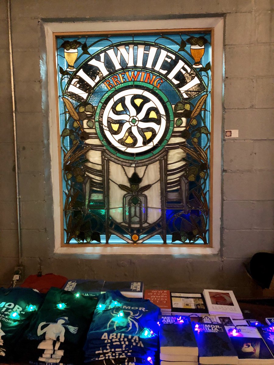 1111Press's tweet photo. Happy pub day to Memorabilia by @ascoomer. A big thank you to @FlywheelBrewing for hosting us! https://t.co/ZGngF6SlKG