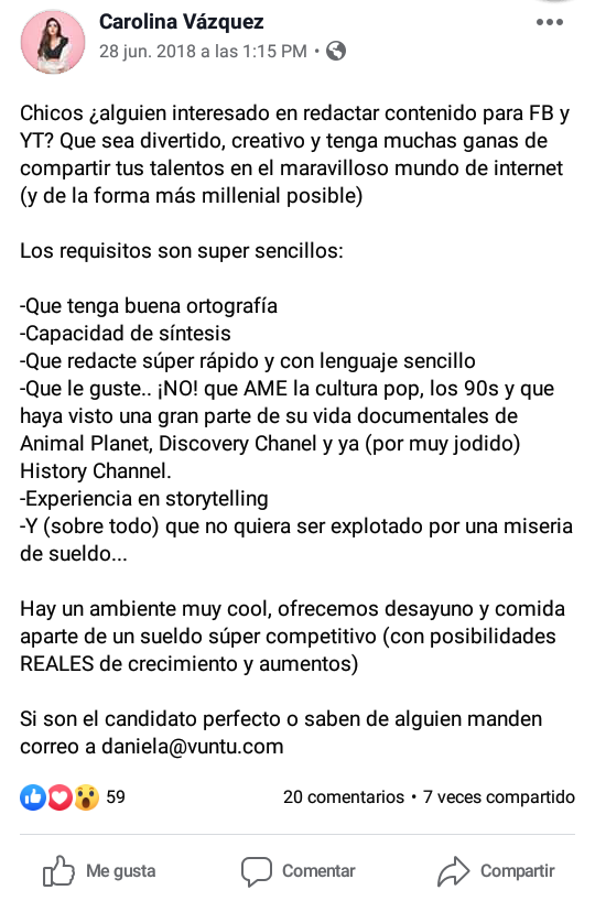 heyitsastridd's tweet photo. Es una publicación donde dice que Badabun busca candidatos para redactar contenido en Fb y YT, nada interesante peero uno de los comentarios fue para muy omg, no sé quién sea el tal José Manuel Pérez, pero debe ser alguien cercano y de confianza de Caro ya que sabe eso
#Badabun https://t.co/aB4Tv3PlmO