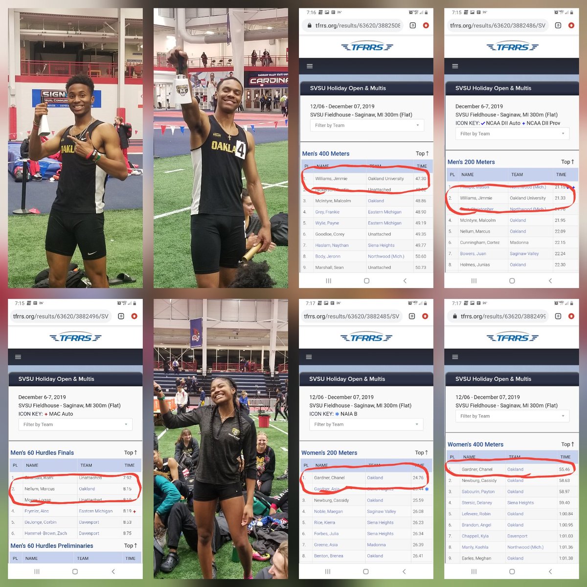 PaulRiceOU's tweet photo. Correct SVSU results finally posted! So, that means that we actually had 5, that's right 🖐, School Records set at SVSU!
Congrats @RunJimmie, Chanel Gardner, and @nellum__7 !!
Ring that bell...RING THAT BELL!!
Great start to the season!
Great efforts all around!!
@OaklandTrackXC https://t.co/bfLfBJdF2g