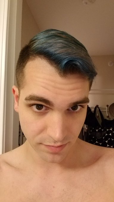 The purple is more of a brown now, but happy with how the blue is fading. Squeaky clean after my shower